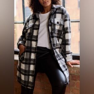 Ashley Stewart Evans Black & White Check Shacket